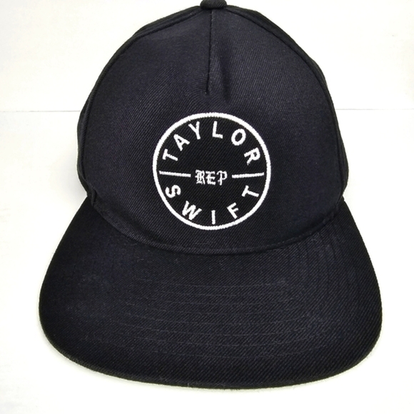 TAYLOR SWIFF REP Reputation Tour Flat Bill Hat Black Snap Back Wool Blend Swifty - Picture 4 of 11